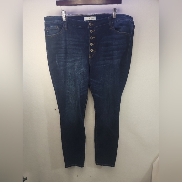 KanCan Estilo High Rise Button Fly Skinny Light Distressing Denim Jean Size 3XL - Picture 5 of 12